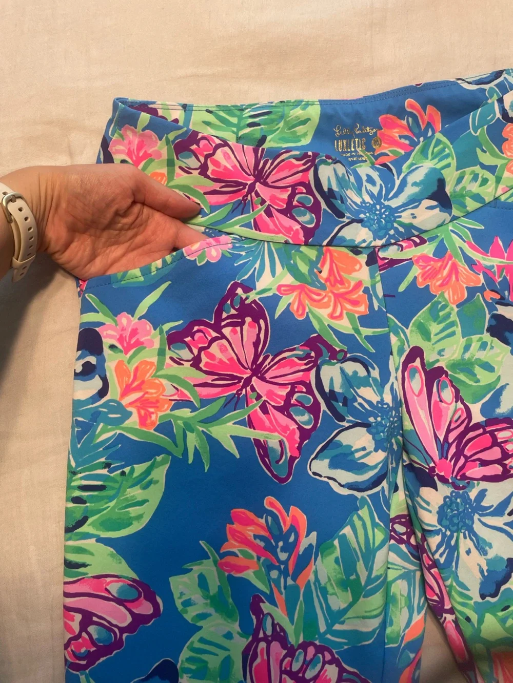 NWOT Lilly Pulitzer Corso Pant UPF 50+ Luxletic Butterfly Print Pundy Blue Sz 10 - Picture 5 of 8